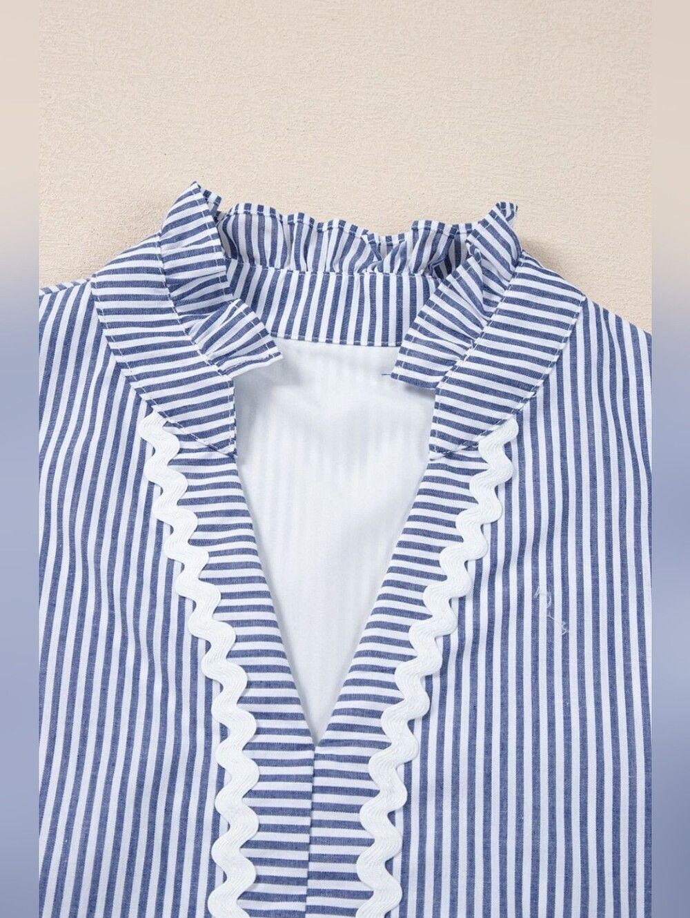 Fun Casual Summer Blue and White Stripe Sleeveless Tiered Country Dress - Picture 12 of 15